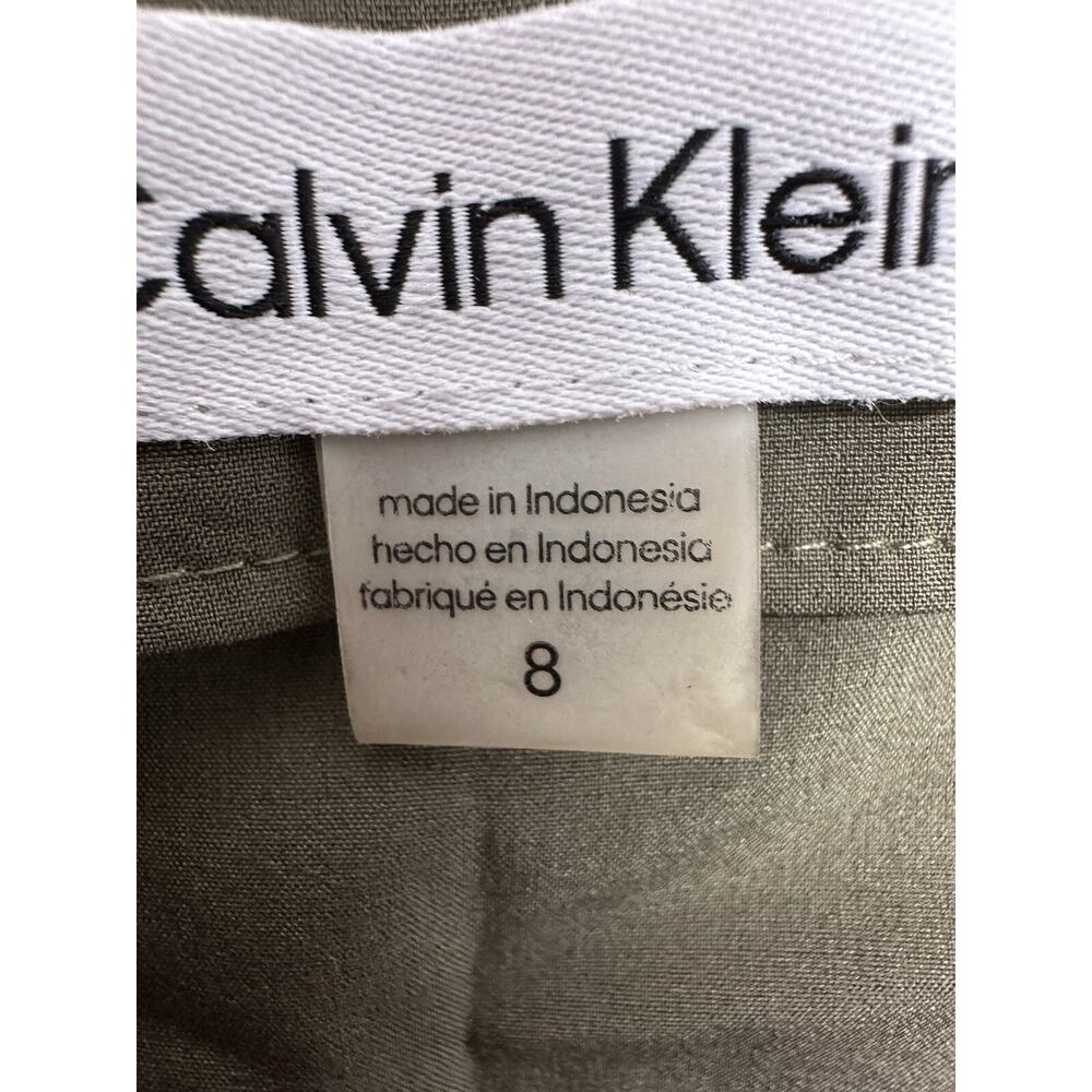 Calvin Klein Womens Size 8 Dress CK Logo Tie Army Green - Picture 6 of 8